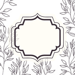 frame with plants and herbs isolated icon