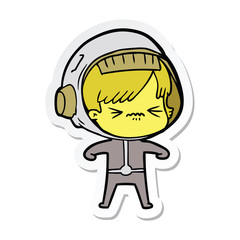 sticker of a cartoon astronaut woman