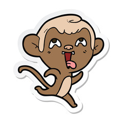 sticker of a crazy cartoon monkey