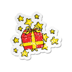 retro distressed sticker of a cartoon christmas presents