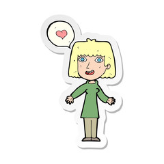 sticker of a cartoon woman in love