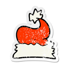 retro distressed sticker of a cartoon christmas hat