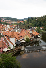 Fototapeta na wymiar View from the top on city Czech krumlov