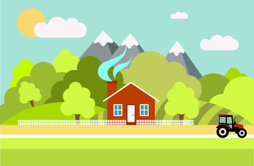 Naklejka premium Vector illustration of house on nature in flat style.