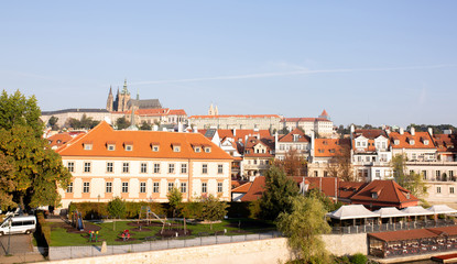 Fototapeta na wymiar Beautiful landscape of old city Prague in sunny day