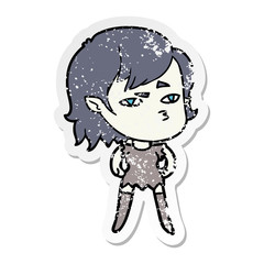 distressed sticker of a cartoon vampire girl