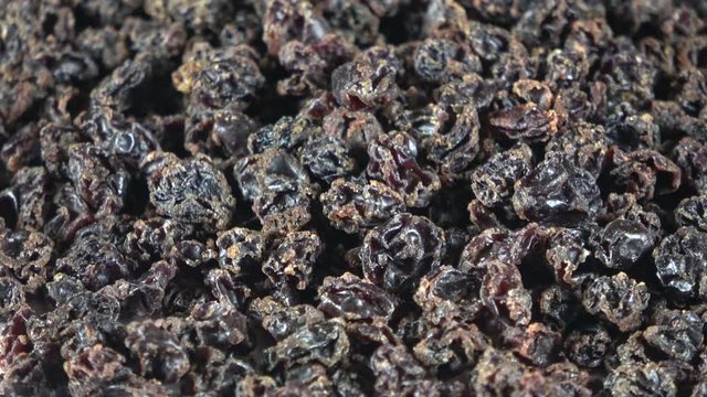 Dehydrated zante currant fruits spinning video