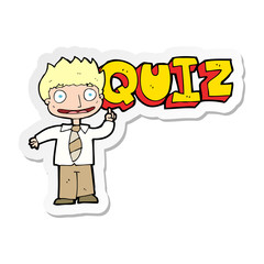 sticker of a quiz sign cartoon