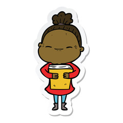 sticker of a cartoon peaceful old woman