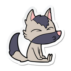 sticker of a cartoon wolf whistling