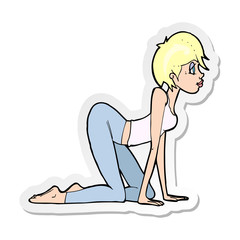 sticker of a cartoon sexy woman on all fours