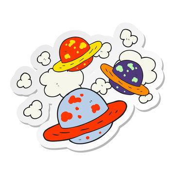 sticker of a cartoon planets