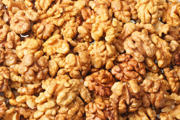 Walnuts background. Walnuts texture. top view. healthy food
