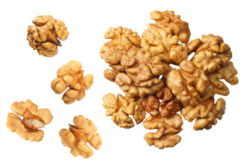 Walnuts isolated on white background top view
