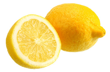 Obraz na płótnie Canvas lemon with slices isolated on white background. healthy food
