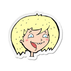 sticker of a cartoon happy girl