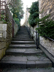 Stairways in the ancient and historic hillside town of Bradford on Avon