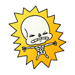 gradient cartoon of a scary skeleton