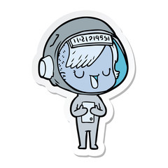 sticker of a cartoon astronaut woman