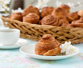 Cinnamon rolls on table