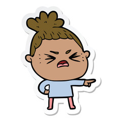 sticker of a cartoon angry woman