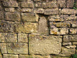 Close up of Bath stone walls in Bradford Upon Avon