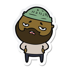 sticker of a cartoon worried man with beard