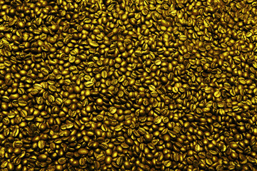 flatlay of empty coffee texture background, golden beans, high resolution