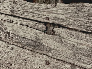 Weathered and distressed wooden planking