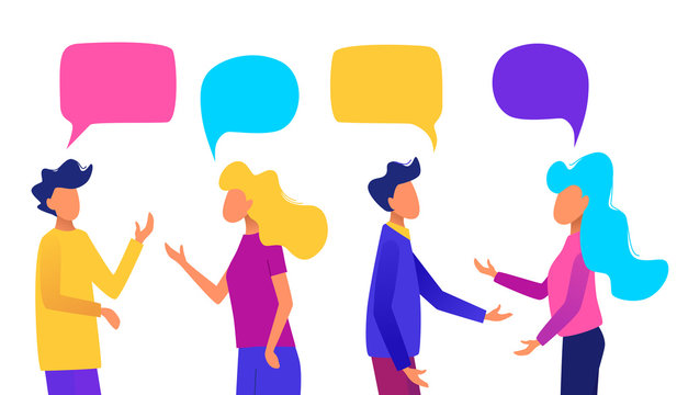 People with speech bubbles. People chatting. Communication concept vector illustration.
