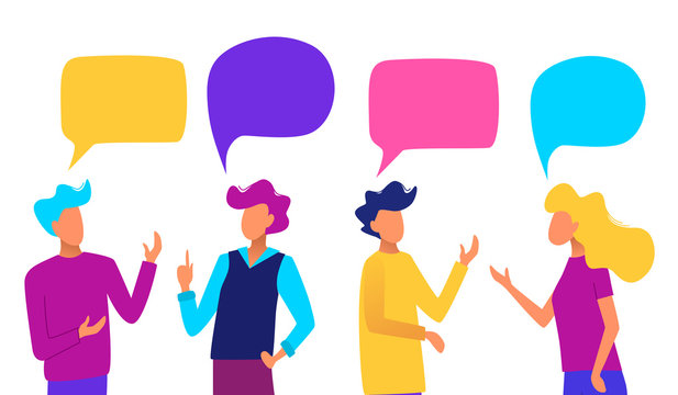 People with speech bubbles. People chatting. Communication concept vector illustration.