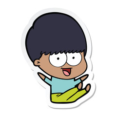 sticker of a happy cartoon boy