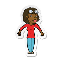 sticker of a cartoon woman wearing goggles