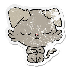 distressed sticker of a cute cartoon dog