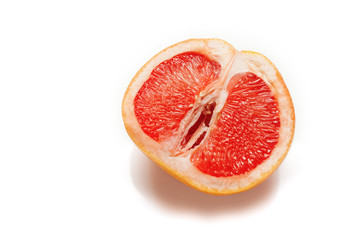 Sexual grapefruit, concept. Vagina and clitoris symbol.