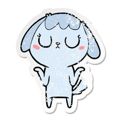 distressed sticker of a cute cartoon dog