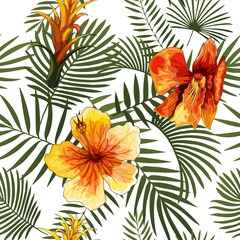 Vector seamless tropical pattern modern bright summer print design