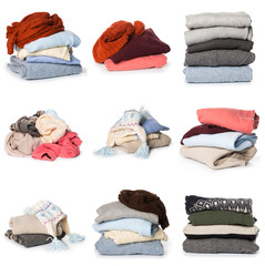 Folded sweater pattern on white background