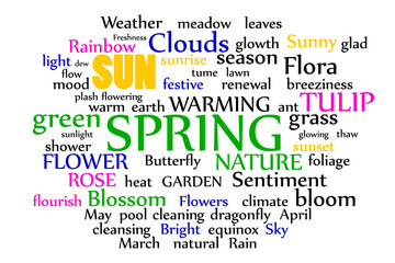 Concept with Word Cloud of Spring. Text Business Project. Raster Illustration