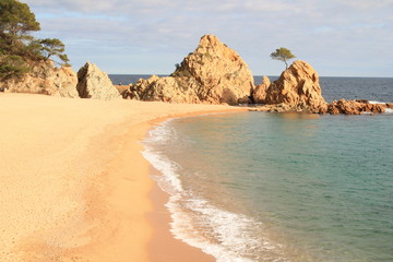Amazing beach of Tossa de mar, a Mediterranean coastal town in Catalonia, Spain. One of the most popular holiday resorts on the Costa Brava.