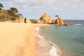 Amazing beach of Tossa de mar, a Mediterranean coastal town in Catalonia, Spain. One of the most popular holiday resorts on the Costa Brava.