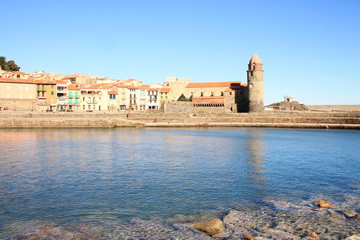 The famous Town of Collioure, in the foothills of the Pyrenees, located in Vermeille coast, the last stretch of the Rousillon coast before the Spanish border