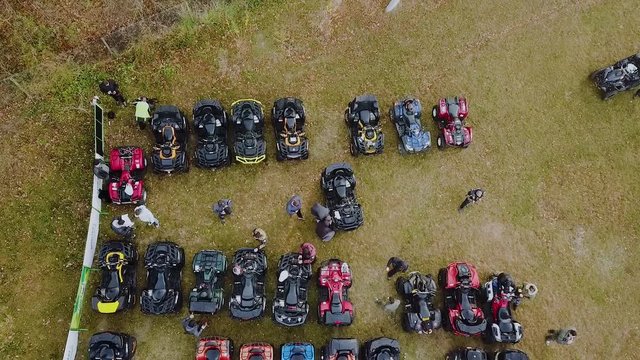 Aerial view of atv on the start.