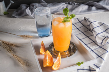 Orange and blue cocktails