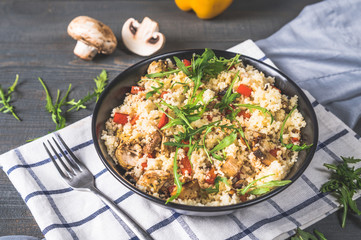 Bowl with couscous and vegetables