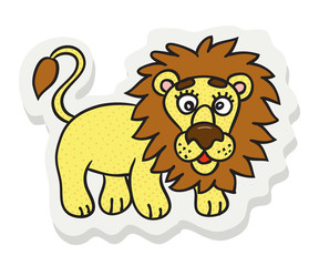 sticker of a happy cartoon lion