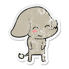 distressed sticker of a cute cartoon elephant