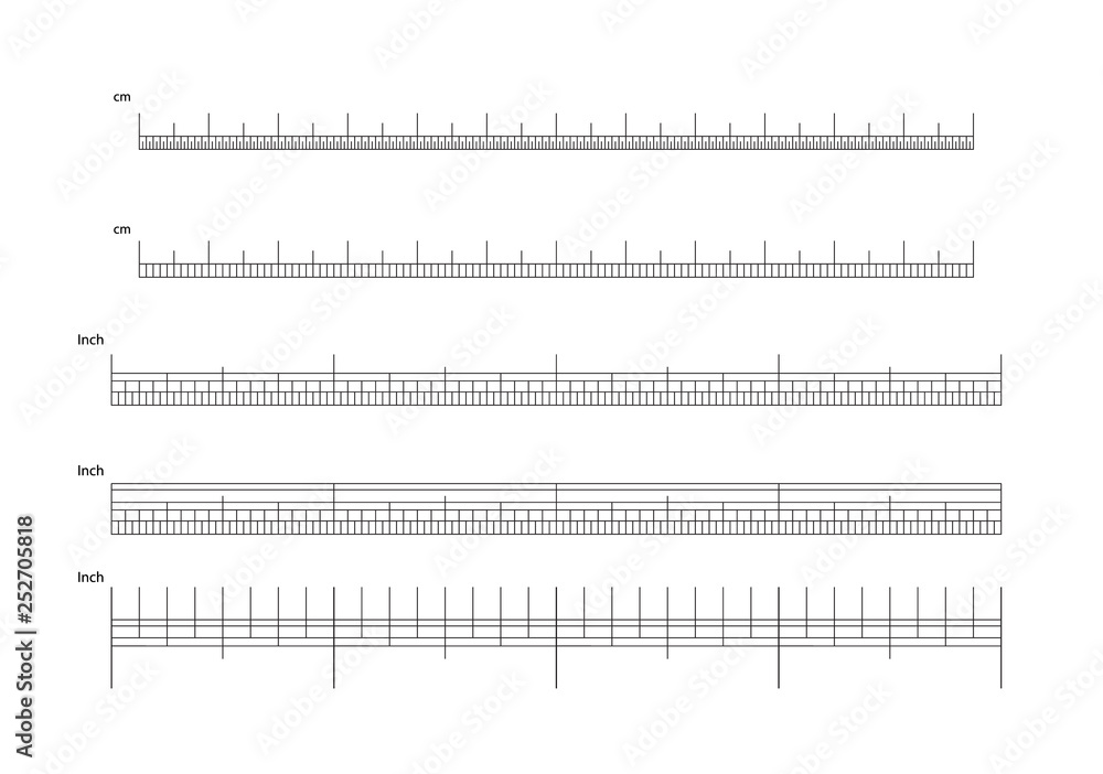 Poster inch and metric rulers vector. measuring tool. centimeters and inches measuring scale cm metrics ind