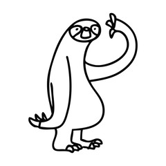 quirky line drawing cartoon sloth