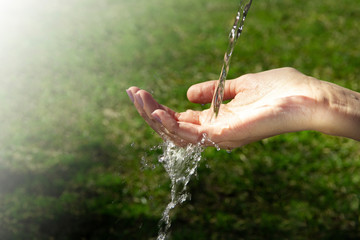 mano, acqua, natura, bere, benessere, salute,